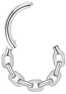 Lantine Septum Piercing Ring Stahl Edelstahl 316L 16G (1,2 mm) – Kettendesign, 10 mm, für Septum, Helix, Knorpel, Rook, Conch, Samtbeutel