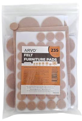 ARVO Furniture Pads Floor Protectors - 235 Pcs Felt Furniture Pads, Felt Pads for Furniture Feet, Non-Slip Anti-Scratch for Hardwood Floors, Chair Legs - Beige