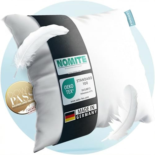 LEOSARA® Kopfkissen Federkissen mit 100% Federfüllung – Federkissen 80 x 80 cm – Federkopfkissen 80x80 I Atmungsaktiv I Optimale Stützkraft für erholsamen Schlaf - Kopfkissen 80x80 Federn (1er Set)