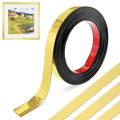 MeYuxg Dekorative Wandleisten, 6 m x 2 cm, flexibel, selbstklebend, PVC, abziehen und kleben, dekorative Zierleisten für Ecken, Decken, Spiegelrahmen, Gold