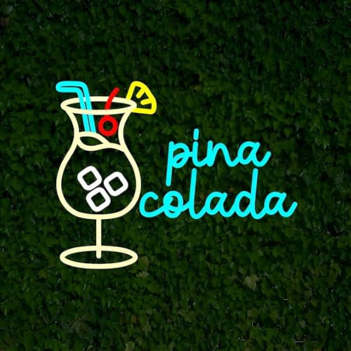 LED-Licht Pina Colada Neon-Schild, Sommer-Cocktail Neon-Licht, Neon-Lampe Pina Colada, Tiki-Bar-Licht, tropische LED-Neon-Dekoration für Bar-Kaffee-Wanddekoration.