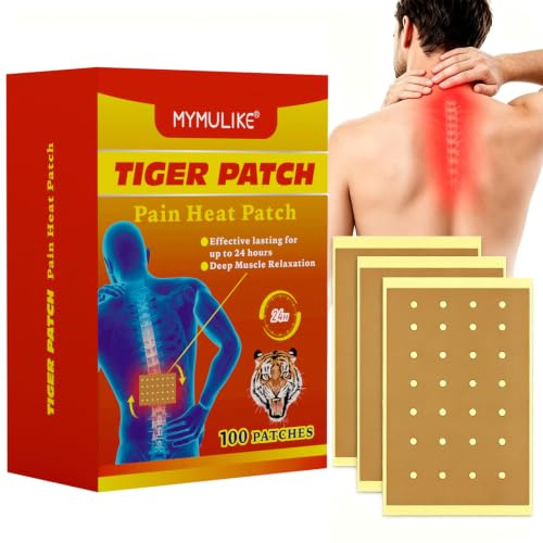 100 Count Tiger Patch, Pain Relief Patches, Heat Patches for Neck and Shoulder, Pain Relief for Shoulder, hot Pain Patch for Knee, Lumbar Spine Knee Pain Relief Patches