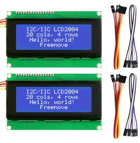 Freenove I2C IIC LCD 2004 Display Serie 20x4 Bildschirm (2 Packung) | Kompatibel mit Arduino Nano Raspberry Pi Pico ESP32 Entwicklung Splatte