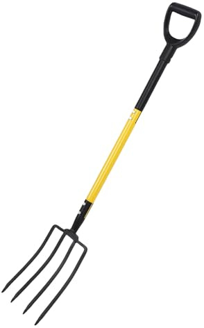 46 Zoll 4 Zinken Gartengabel, y Grip Heavy Duty Garden Pitch Visual Pitchfork für Gartenarbeit, Kompost, Spading, Lockern von Boden