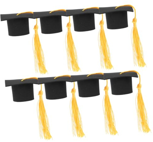 FRCOLOR 8 Stück Teiliges Graduation Cake Toppers mit Gelben Quasten Abschlusskappen Kuchen Picks Dekorative Tortendeko für Abschlussfeiern Abi Party Sponsion und Absolventenhut Dekoration