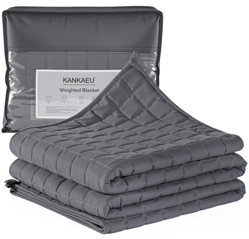 KANKAEU Gewichtsdecke 150x200cm 7kg - Weighted Blanket mit Glasperlen - Anti-Stress Decke gegen Schlafstörungen für Tiefschlaf - Atmungsaktiv & Maschinenwaschbar (60-80kg)