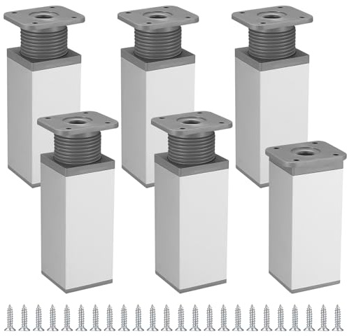 Gaomoeny 6 pièces Pieds de Meubles réglables, Pieds de Table en Hauteur en métal, armoires de Cuisine, Pieds réglables de Table (12 CM)