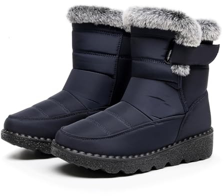 Tvtaop Winter Boots Mens Hiking Shoes Plush Snow Boots Warm Walking Sneakers for Men Non-Slip Waterproof Outdoor Trekking Travel Sports Dark_Blue_03 UK 5.5