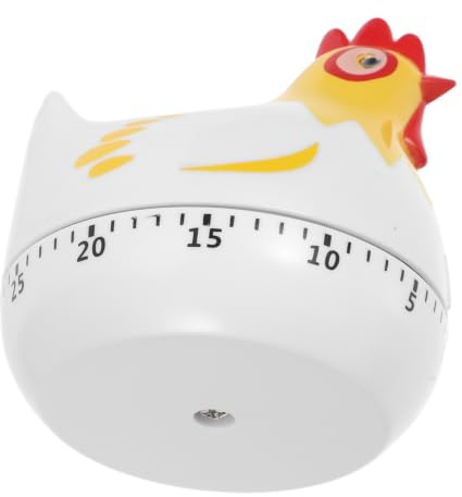 Minuteur Cuisine Poule Mécanique Drôle et Pratique pour Maison | Plastique Blanc, Facile à Utiliser Nettoyer, Forme Poule, pour Pancakes