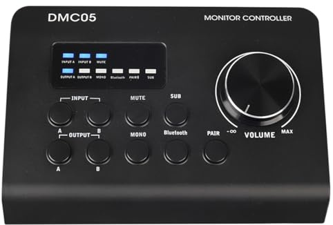 NONDK Controlador de Monitor de Estudio Profesional, Controlador de Monitor Bluetooth Multifuncional para Escuchar y Grabar DMC05