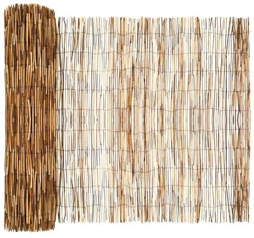 vidaXL Gartenzaun Kohlenstoff 600 x 100 cm Schilf, Moderner, wetterfester Gartenzaun, umweltfreundliche Barriere, rechteckiger, metallverstärkter Sichtschutzzaun