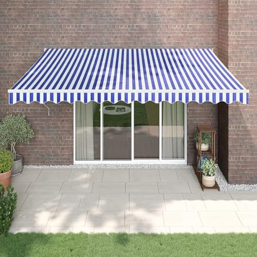 Tonture Tenda da sole retrattile, 4 x 3 m, con telaio in alluminio verniciato a polvere e tessuto in poliestere resistente ai raggi UV, manovella con braccio snodato, protezione solare e protezione da