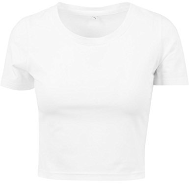 Build Your Brand Womens Ladies Cropped Tee T-shirt, White, L EU