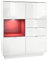 Vladon Highboard Sideboard Metro, Made in Germany, Korpus in Weiß Hochglanz/Fronten in Weiß Hochglanz mit Einsatz in Bordeaux Hochglanz, inkl. LED Beleuchtung
