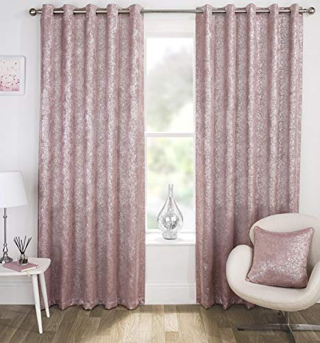 Enhanced Living Curtains, silver, Pink, Width-90 x Drop-90 (229cm)