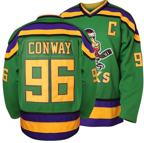 Charlie Conway #96 Mighty Ducks Adam Banks #99 Movie Eishockey Trikot, 96 Grün, Klein