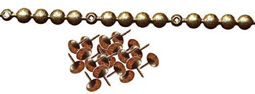 Lista Bullette 100 cm + 25 chiodi - 1/3-9 mm. con foro. Borchie da tappezzeria (Oro vecchio)