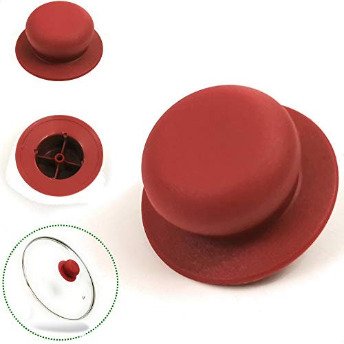 Kerafactum Lot de 2 poignées de couvercle de rechange universelles pour couvercle en verre - Compatible avec de nombreuses marques - Rouge