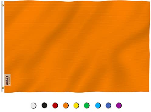 ANLEY Fly Breeze Bandera naranja sólida de 3x5 pies - Color vivo y resistente a la decoloración - Cabecera de lona y doble costura - Banderas naranjas lisas Poliéster con ojales de latón 3 x 5 pies