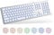 POWZAN - Tastiera in alluminio silenziosa con cavo retroilluminato, sottile Chiclet, compatibile con Apple iMac, MacBook, Mac e PC, tastiera USB, tastiera numerica RGB, colore: Bianco argento