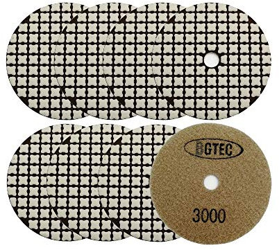 BGTEC 100mm Set di Tamponi Diamantati a Secco 8 pezzi #3000 Kit di Tamponi per Granito, Marmo, Pietra, Quarzo, Piastrelle, Bordi del Pavimento in Cemento, Lucidatura del Controsoffitto