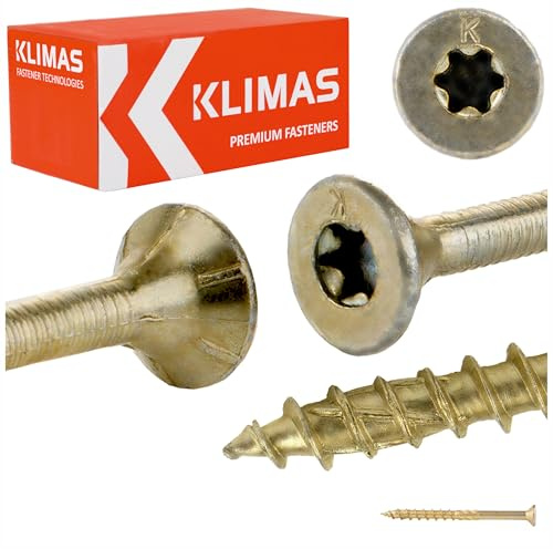 KLIMAS 8 x 100 mm TX40 Holzbauschraube mit Senkkopf Stardrive Packung mit 50Stk