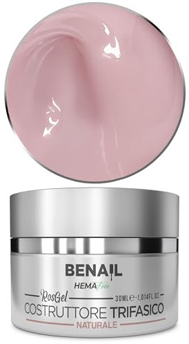 Benail | Gel ricostruzione unghie coprente, eleastico, non crea sollevamenti. Gel costruttore per unghie trifasico per ricostruzione unghie, allungamento, copertura o refil da 30 ml. (Naturale)