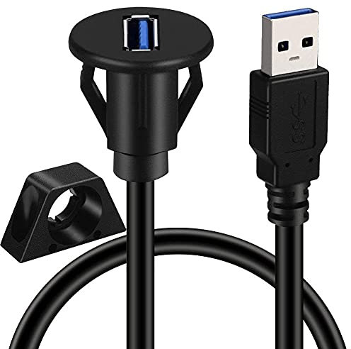 Cavo di estensione per montaggio a filo su cruscotto USB 3.0 da 1 metro, per auto, barca, moto (porta piccola 1 m)