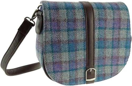Harris Tweed Schultertasche 'Beauly' – Grau und Blau kariert, mehrfarbig