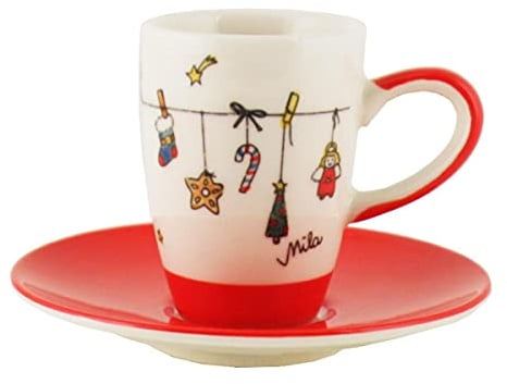 440s-Exklusiv Mila Keramik Espresso-Tasse mit Untere Es Weihnachtet sehr | MI-44088