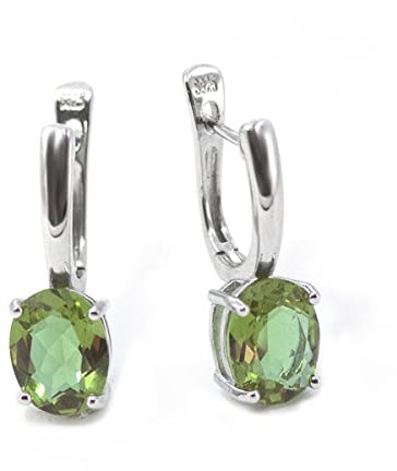 Anzogems, Pendientes Sultanit que cambian de color de plata esterlina 925 ovalados 9 7 mm creados Diáspora joyas de piedras preciosas para regalo de mujer, BL-E00290-1