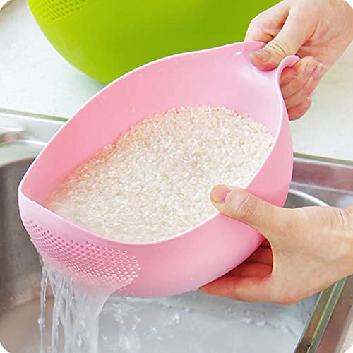 Tamis de Lavage de Riz en Plastique Rose avec Passoire de Cuisine Polyvalent pour Légumes