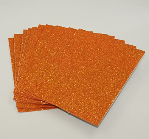A5 Self-Adhesive Glitter Foam Sheets - Creative Art Supplies for Kids, Seasonal Crafts and Decorations Pack of 10 (Orange)