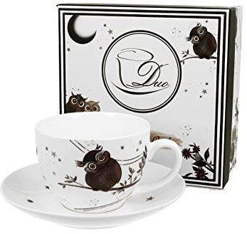 Teetasse/Kaffeetasse Set Eule Charming Owls 1 Tasse 1 Unterteller Porzellan 280ml mit Geschenkkarton