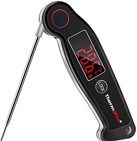 ThermoPro TP19B Termometro per alimenti impermeabile Termocoppia Lettura istantanea Cucina BBQ Termometro digitale per carne Ambidestro Retroilluminato per caramelle Marmellata Cioccolato