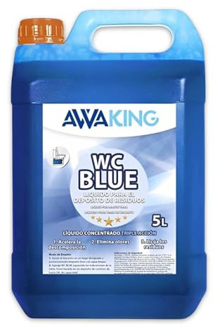 AWAKING WC Blue 5L | Líquido Sanitarios Portátiles Azul | Acción Duradera y Control de Olores | Apto para Autocaravanas, Campers, Barcos y WC Portátiles | Fácil de Usar y Dosificar