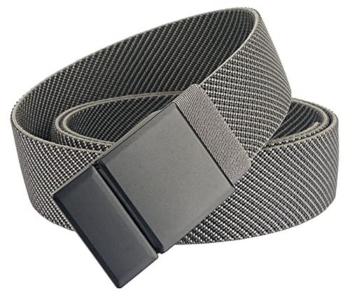 S-MAN Herren Stretch Gurt 3.8CM breite Metallschnalle Sport Golf Gürtel im Freien, Stoff Arbeitsgurte für Männer Grauer Twill