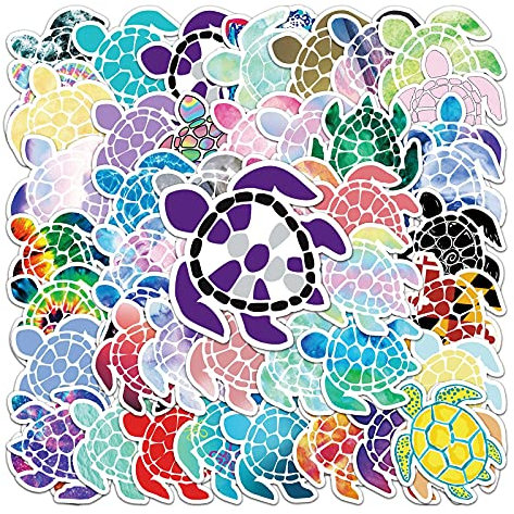 AUCEKO 50 Stück Schildkröte Aufkleber Pack Tortoise Turtle Sticker Set wasserdichte Vinyl Sticker für Laptop Kinder Autos Motorrad Fahrrad Skateboard Gepäck Koffer Computer Aufkleber Graffiti Decal