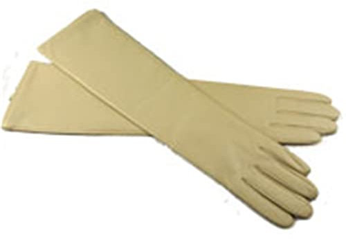 Damen-Handschuhe aus Schaffell, Leder, lange Handschuhe, Beige 7