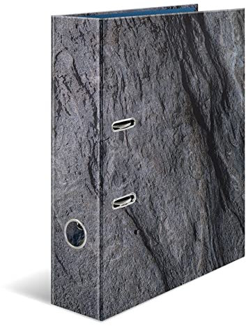 HERMA 19652 Ordner A4 Natur Stein, 5 Stück, 7 cm breit, Motiv Aktenordner aus Pappe mit Innendruck für Schule & Büro, stabiles Kinder Ringordner Set aus Karton für Jungen & Mädchen