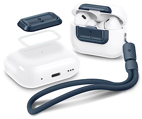 Spigen Lock Fit M [EZ FIT] Verriegelung Kompatibel mit AirPods Pro 2. Generation(2023/2022) / AirPods Pro(2019) Locking Module mit Handschlaufe Keine Hülle enthalten - Metal Slate