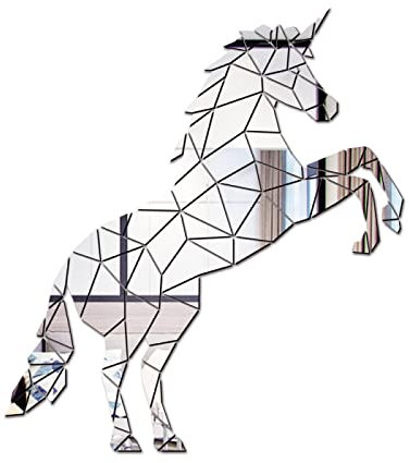 Spiegelfliesen Selbstklebend Einhorn Pferd Spiegelfliesen Acrylic Klebespiegel DIY Dekorieren Spiegel Selbstklebend Wandtattoo Wohnzimmer Schlafzimmer Badezimmer 54x60cm
