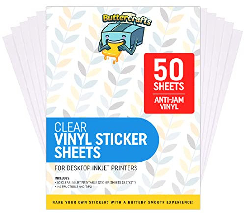 Vinilo transparente imprimible para impresora de inyección de tinta (papel adhesivo transparente, impermeable, 50 hojas), papel adhesivo transparente para imprimir por inyección de tinta, evita