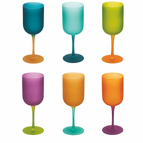 Villa d'Este Home Tivoli Set 6 calici 450 ml in vetro effetto frosted, Color Shock