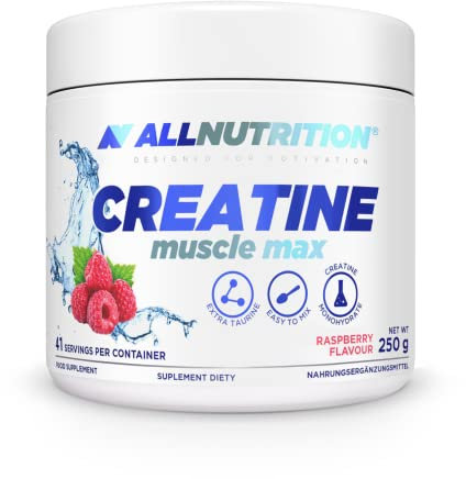 ALLNUTRITION Creatine Muscle Max Nahrungsergänzungsmittel - Creatin Monohydrat mit Taurin - Leistungssteigerung und Muskelaufbau - ohne Zuckerzusatz - Instantpulver 250g - Himbeere