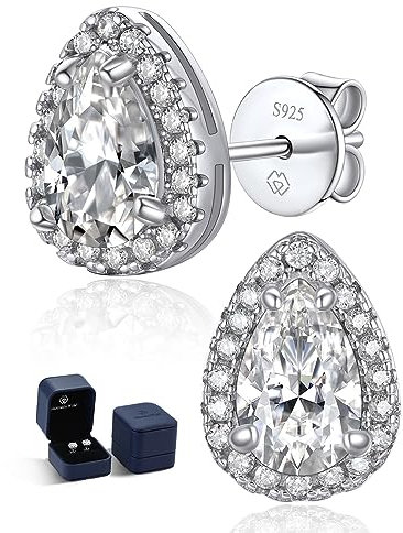 MomentWish Tropfen Ohrringe, 1,16 Karat Moissanit Diamant Teardrop Ohrstecker 925 Sterling Silber Echt Glitzer Tränen Braut Hochzeit Brillant Ohrringe für Frauen Damen