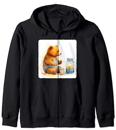 Ours avec un pot de confiture. Ours tenant un pot de confiture, animal Sweat à Capuche