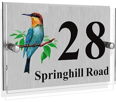 House Numbers Plaques Personalised Door Number Plaques for Wall Acrylic Gate Sign Door Plate with Any Street Number & Address Custom Modern Glass Effect Outside Decoration (Design1, Rectangle)