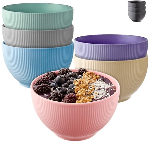 Praknu 6 Cuencos de Cerámica Grandes 700 ml Colorido – Para Cereales, Sopa y Ensaladas – Resistentes y Aptos para Microondas y Lavavajillas - Cuencos de Ensalada y Sopa