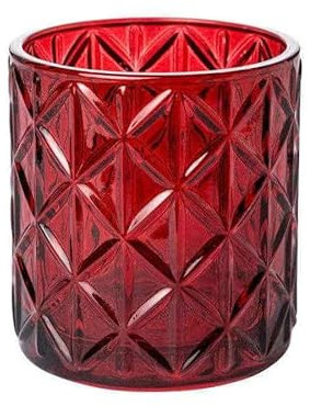 Teelichthalter Noble 8cm. Teelichtglas Windlicht Kerzenglas Kerzenhalter mit Motiv rot Burgund